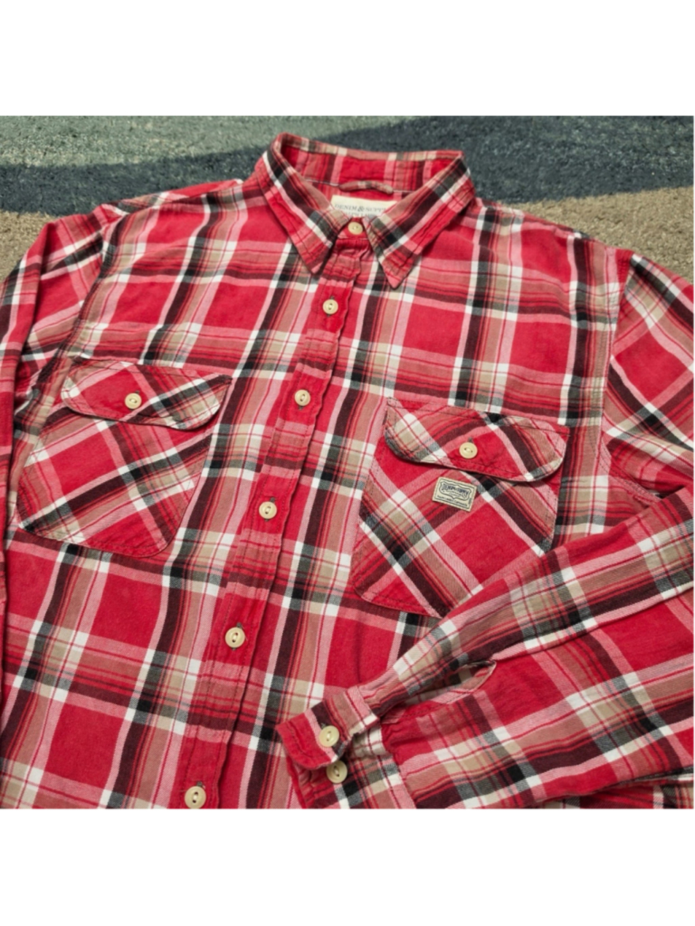 Denim & Supply Ralph Lauren Shirt Mens XL Red Plaid Flannel Button Up